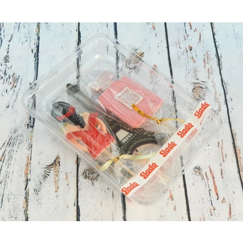 Figurki ozdoby na tort topper kobieta wieża Eiffla perfumy dekoracje urodzinowe zestaw cukrowy 3 sztuki